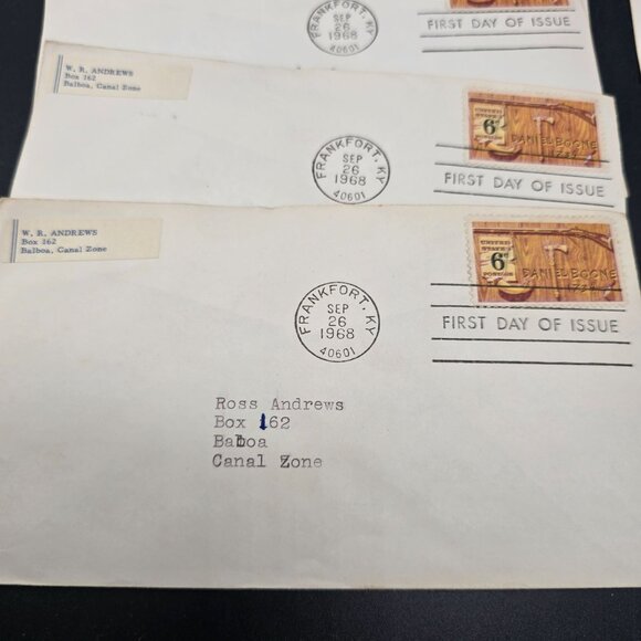 1968 First Day Of Issue Daniel Boone 6¢ Stamped Envelopes Frankfort KY LI3014 - Picture 2 of 8